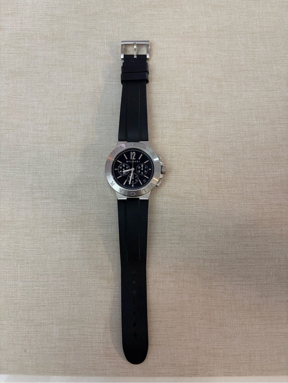 Bulgari Bulgari Black dial Chronograph Watch with rubber strap